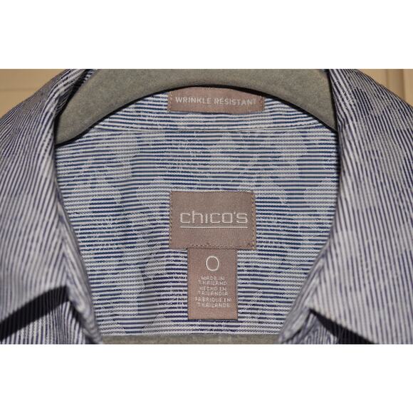 CHICO'S $58 Blue 3/4 Sleeve Wrinkle Resistant Button Down Shirt Chico's 0 / US S - Picture 3 of 3